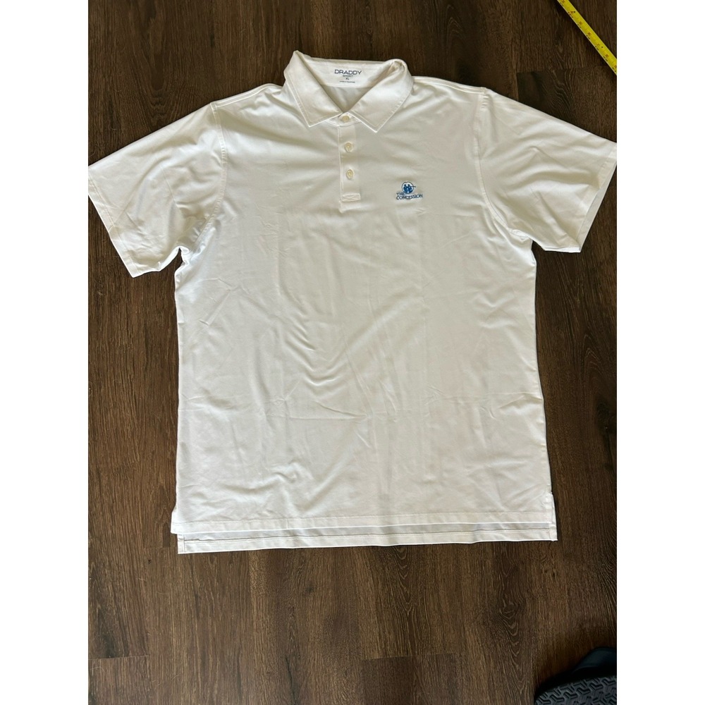 B Draddy Sport Polo Shirt Men's XL White Blue Golf The Concession Club